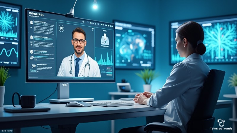 AI-Powered Telemedicine Revolutionizes Healthcare Delivery, Concept art for illustrative purpose, tags: transforming - Monok