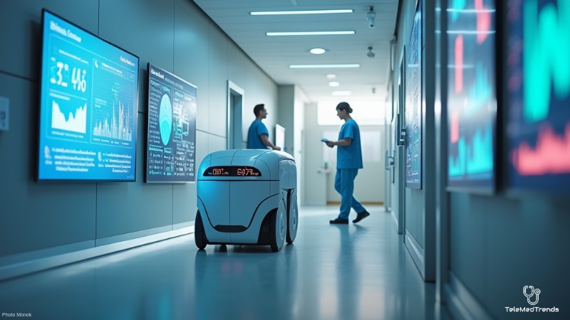 3 Companies Revolutionizing Healthcare Logistics with AI-Powered Robots, Concept art for illustrative purpose - Monok