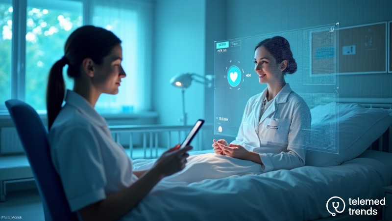 The Future of Virtual Health Assistants in Healthcare, Concept art for illustrative purpose, tags: transforming - Monok